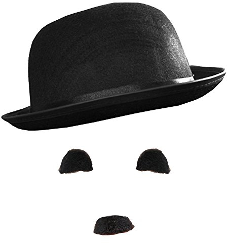 I LOVE FANCY DRESS 48 X Charlie Chaplin KOSTÜM ZUBEHÖR:: Hut,SCHNURBART/SCHNAUTZER,AUGENBRAUEN