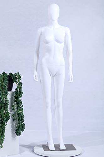 Eurohandisplay weibliche Schaufensterpuppe FC-7White matt weiß ohne Gesicht Arme und Kopf 360 Grad drehbar Schaufensterpuppe Female Mannequin Egghead (weiblich FC-7W)