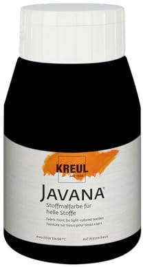 KREUL 90510 - Javana Stoffmalfarbe für helle Stoffe, 500 ml in schwarz, geschmeidige Farbe auf Wasserbasis mit cremigem Charakter, dringt fasertief ein, waschecht nach Fixierung