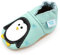 Dotty Fish Krabbelschuhe aus Leder – rutschfeste, weiche Sohle, Barfußgefühl, Lauflernschuhe & Babyschuhe für Jungen und Mädchen. Blau mit Pinguin. 3-4 Jahre (27 EU)