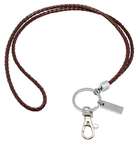 Boshiho Büro-Schlüsselband, PU-Leder, mit starkem Clip und Schlüsselanhänger für Schlüssel, Ausweishalter, USB oder Handy, Braun, 40,6 cm L, braun, 16 inch L
