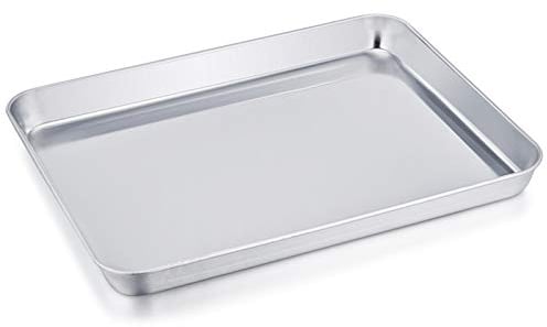 Mini Oven Tray, Stainless Steel Small Baking Tray, 26.4x20.4x2.5cm, Non Toxic & Healthy, Mirror Finish & Rust Proof, Easy Clean & Dishwasher Safe