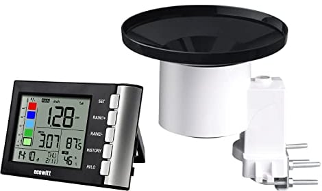 ECOWITT Sensore pluviometrico, Collezione pioggia wireless Stazione meteorologica digitale 3 in 1 ad alta precisione con termometro interno e igrometro WH5360