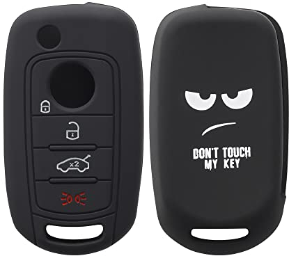 kwmobile Custodia Coprichiave Compatibile con Fiat con 4 tasti pieghevole Cover - Copritelecomando Chiave Auto - Copri Chiavi Macchina Don't touch my Key