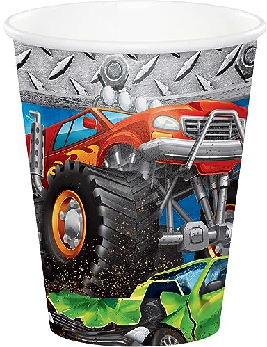 Creative Party Monster Truck Paper Cups, Birthday Party Decorations, Monster Party Decorations, Disposable Cups, Party decorations supplies PC340125