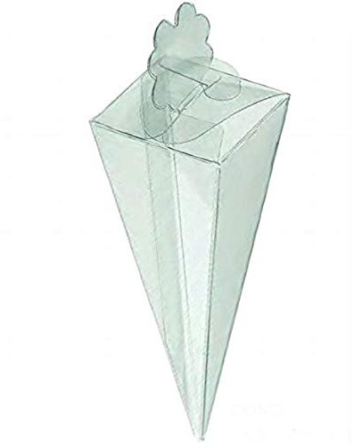 100 pz Cono scatoline portariso in PVC Trasparente 4x4x15 cm portaconfetti Porta Riso bomboniera Astuccio Matrimonio Battesimo Laurea plastica