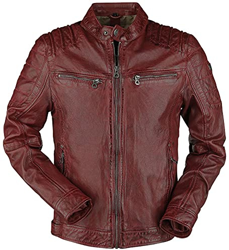 Mauritius Camren Slim Fit NSLVW Uomo Giacca di pelle rosso 100% pelle Slim Fit