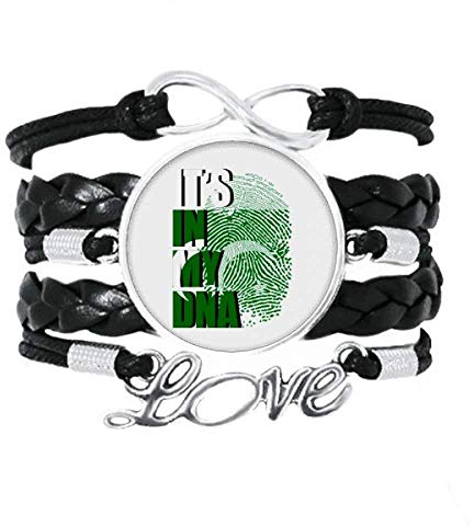 OFFbb-USA Armband mit pakistanischer Flagge, Fingerabdruck, Liebeszubehör, gedrehtes Leder, Strickseil, Armband, Geschenk, 22,5 cm, Leder, Nicht zutreffend.