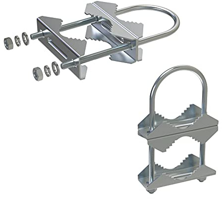 Aimeboost 2 PCS Stainless Steel Antenna Mount Clamp U-Bolt Mounting Hardware Antenna Mast Clamp V Jaw Bracket Accessories for TV CB Ham Outside Home Antenna Double Pipe-Mounting