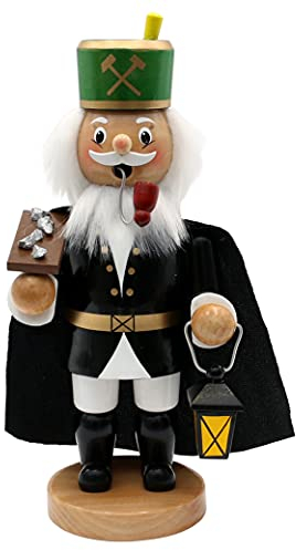 Dekohelden24 XXL Räuchermann als Bergmann mit Erzbrett und Umhang, L/B/H 11 x 8 x 25 cm.