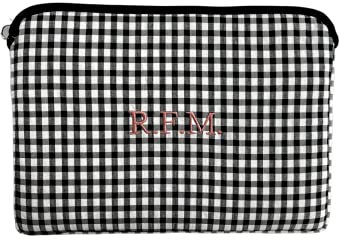 Personalisierte Laptop Hülle Tasche auf Stoff Schwarz - Laptoptasche oder Laptophülle – Vichy