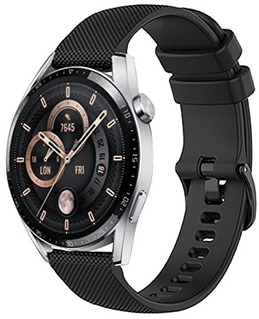 Bracelet de montre de rechange en silicone compatible avec Huawei Watch GT3 42 mm/GT2 42 mm, pour montre intelligente Honor ES/Magic 2 42 mm (20 mm, noir), 20MM