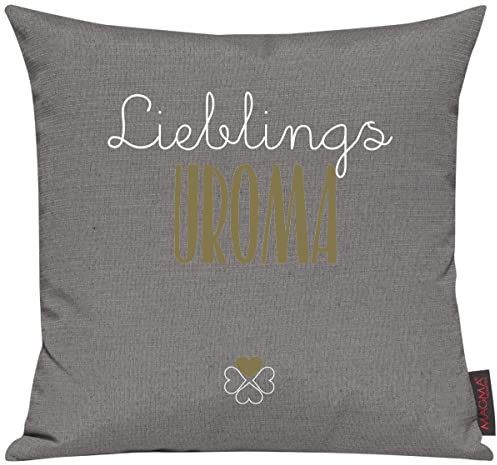 Shirtinstyle Sofakissen Lieblingsmensch Lieblings Uroma, Kissen, Sofa, Deko, Geschenk Familie Liebe, Größe 40 x 40cm, Farbe grau