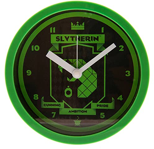 Harry Potter Wecker (Slytherin Deisgn), Tischwecker, Uhr mit Alarmfunktion 12 cm Durchmesser – offizielles Lizenzprodukt