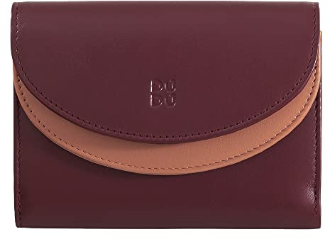 DUDU Damen-Gedldbörse Echtleder RFID mit Münzfach. Portamonnaie Farbig mit Doppelklappe Kreditkartenfach Banknotenfach Burgundy