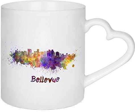 artboxONE Herztasse Bellevue Skyline in Watercolor-b von Paul Rommer - Herztasse Städte