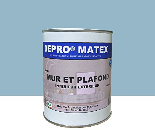 DEPROMA | Peintures Mur et Plafond | 1KG | peinture acrylique mate garnissante (Bleu / E13-22)