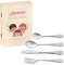 Maverton Set de couverts personnalisé dans boîte en bois imprimée - Thème Animal - Cadeau d'anniversaire personnalisé - Pour filles - Cadeaux bébé - Coutellerie gravée - TARTE