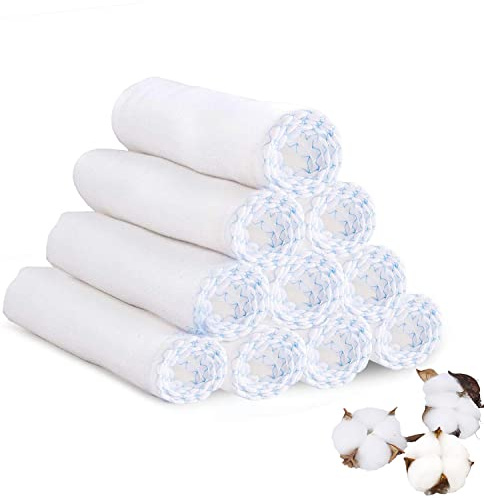 Yaosan Pack 20 Eco Friendly Muslin Face Cloths Soft Cotton Reusable Facial Cleansing Cloths Remover Face Muslin Pack (Blue Edge)