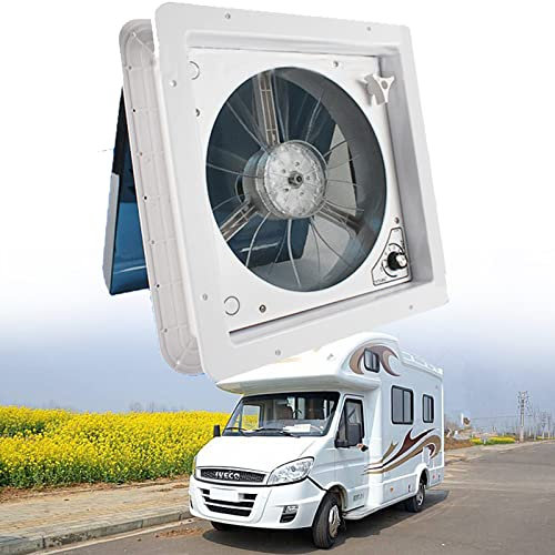 ALSUP Rv Roof Vent Fan, 12V Motorhome Cooling Exhaust Fan With 3-Speed Fan Two-Way Airflow Motorhome Fan With Exhaust Manual Crank Lift & Smoke Lid Roo,14 knob without LED