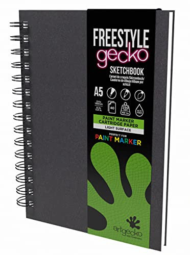 Artgecko Paint Marker Sketch Book A5 Portrait - 60 Pages (30 Sheets) 250gsm Smooth Bright White Hybrid Paper