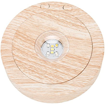 Wood Light Display Base Long Life LED Rotating Display Base Round Battery Operated for Spherical Objects