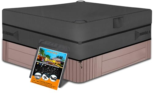 AXPQHL Copertura per Vasca Idromassaggio, copertura per vasca idromassaggio Quadrata in Tessuto Oxford 600D Resistente all'Acqua, Protezione UV e per vasca idromassaggio,Nero (200 * 200 * 85cm)