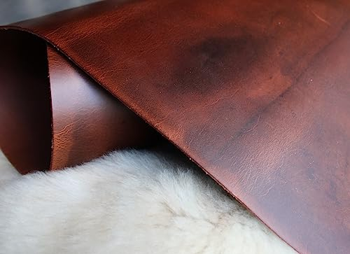 Förster-Fellnest | Kraftvolles echt Leder als Zuschnitt | Lederstücke - Auswahl | Dickleder, Antik, Kolonial - Büffelleder vintage braun/cognac/kastanie