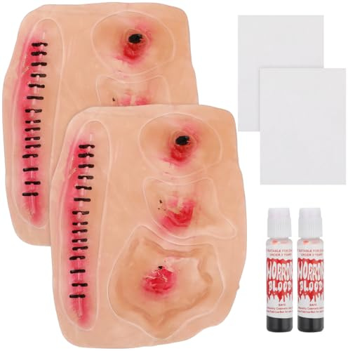 Amosfun Autocollants Halloween 3D Fausse Cicatrice RéAliste En Latex 2 PièCes Pour DéCoration Costume Effet Plaies Sur Visage Bras Jambes