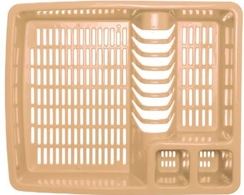 ECO Large Plastic Dish Drainer Rack | Heavy Duty Sturdy Dish Rack for Kitchen Countertop | Beige Dish Drainer for Efficient Kitchen Organization & Cutlery Placement (Beige)