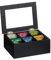 Relaxdays Boîte à thé, 6 Cases, Bambou, Couvercle protégeant Le Contenu de la poussière, HLP 9x21,5x16 cm, Noire