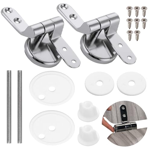 2 Pezzi Cerniere Tavoletta Wc, Cerniere Copriwater, Kit Cerniera Wc, Cerniere Copriwater Soft Close, Adatto alla maggior parte delle dimensioni del sedile del water (Compresi i Raccordi)