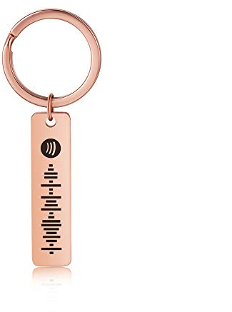 Gemszoo Porte-clés Spotify personnalisé pour homme et femme avec code de musique personnalisé, Rose/doré, 10mmx65mm