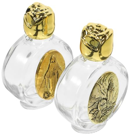 TOPBATHY 2 Pièces Bouteille d'eau Bénite Portable Décorations De Baptême Conteneurs Dhuiles Vides Bouteilles Deau Vides Flacons De Parfum Vides De Première Un Verre Voyage Alliage
