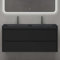 doporro Badmöbel Set Waschtisch mit Unterschrank Waschbecken mit Unterschrank Waschbeckenunterschrank Waschtischunterschrank Matt schwarz 120x48x55cm inkl. Mineralguss-Waschbecken