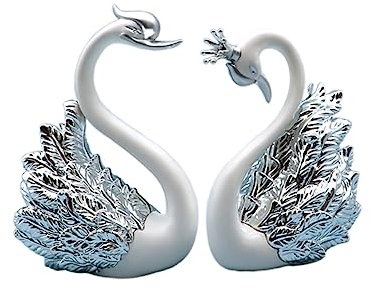 OUNONA 2stücke Schwan Kunststofffigur Dekoration Kuchenornament Schreibtischschmuck Autoornament Silber