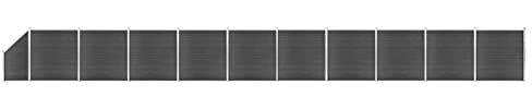 Mengtu Zaunelement Set Sichtschutzzaun Steckzaun Windschutz Zaun Gartensichtschutz Sichtschutzzaun Gartenzaun Windschutzzaun Lamellenzaun WPC 1830x(105-186) cm Schwarz Garten Möbel