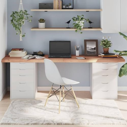 BaraSh Tischplatte Hellbraun 220x60x(2-6) cm Massivholz Eiche Behandelt KüChenarbeitsplatte Multiplex Platte