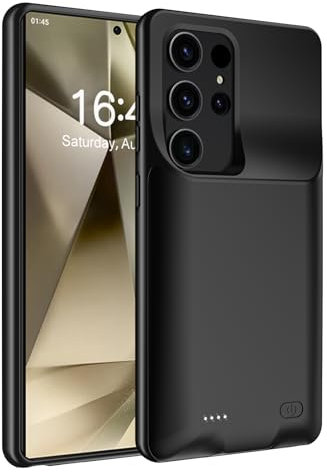 Fraternize 10000mAh Battery Case for Samsung Galaxy S24 Ultra 5G, Black Power Case with Built-in Charger, TPU & PU Material, Protects from Daily Wear and Tear, 4 LED Battery Indicators