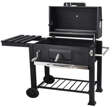 Outdoor-Smoker-Grill, Tragbarer Holzkohlegrill mit Wasserdichter Abdeckung, Verstellbarem Grill und Integrierter Temperaturanzeige, Zum Kochen auf Partys Im Hausgarten