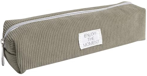 Exacompta - Réf. 52960E - 1 trousse carrée VELVET en velours cotelé pastel avec une étiquette imprimée - couleurs aléatoires : bleu, rose clair, vert sauge, ou vieux rose