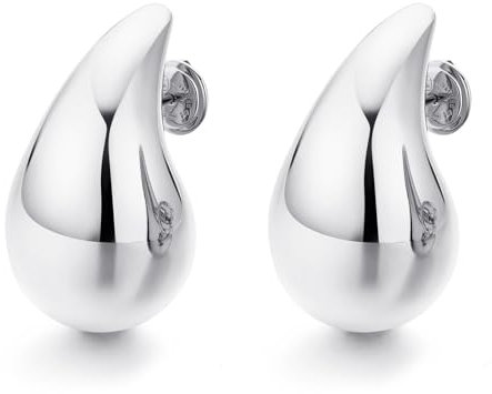 LILIE&WHITE Chunky Sliver Teardrop Ohrringe für Frauen Lightweight Waterdrop Dupes Dangle Earrings Large Trendy Drop Earrings Gift for Women