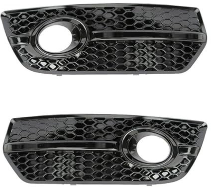 Paar Auto Frontstoßstange Nebelscheinwerfer Lampenabdeckung Wabengrill Grill Glänzend Schwarz Kompatibel for Audi Q5 2009 2010 2011 2012 Autozubehör(Glossy Black)