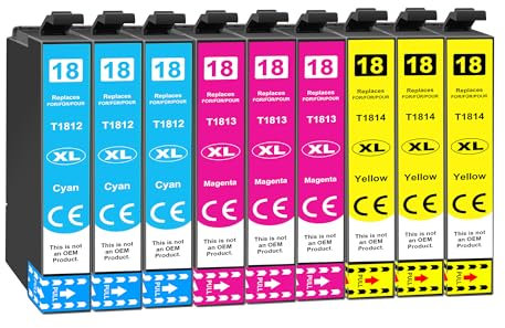 18XL Druckerpatronen Kompatibel für Epson 18 XL Patronen für Epson Expression Home XP-322 XP-412 XP-305 XP-312 XP-215 XP-225 XP-325 XP-205 XP-415 XP-422 XP-405 XP-425 XP-315 XP-425 (9er-Pack)