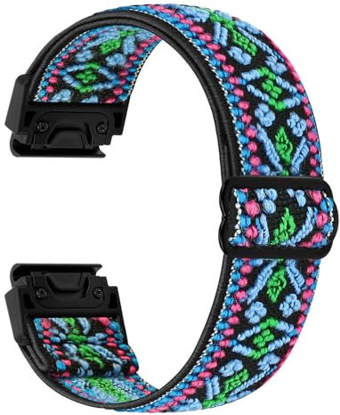 TumCez 22mm QuickFit Armband für Garmin Fenix 8 47mm/Fenix E 47mm/Fenix 7/Fenix 7 Pro/Fenix 6/6 Pro/Fenix 5/5 Plus/Epix Gen 2 Armband, Elastisch Nylon Ersatzarmband für Approach S62/S60