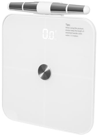 Waage 3-180kg Mini Digital Gewichtswaage Lcd Elektronisch für Gewicht, Körperfett, Knochenmasse und BMI, 36*32*4cm Weiße Rekord Track Körperwaage Wiederaufladbare Waage mit Bluetooth und einziehbarem