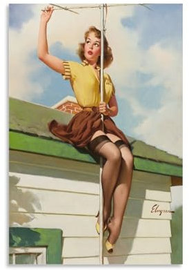 LZTEN Gil Prints Poster Beautiful Woman On The House von Gil Prints auf Leinwand, Wandkunst, Ölgemälde, Dekoration, ungerahmt, 61 x 91,4 cm