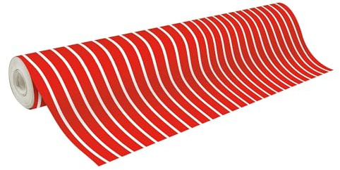 Clairefontaine 223918C - Rolle Geschenkpapier Tiny Rolls, platzsparend mit großer Länge 50x0,35m, Papier 80g, rot-weiße Streifen, 1 Rolle