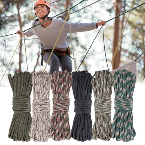 6 Piezas Paracord 4mm, Cuerda Paracord de Nylon 10 m (60 m Total), Paracord 7 Core Hebras 100% Cuerda Nylon Capacidad de Carga hasta 250 kg, para DIY Pulsera,Correa de Perro,Camping,Exterior