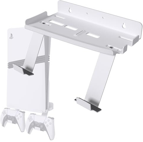 sciuU Wandhalterung für PS5 Pro / PS5 Slim Konsole & Controller - 2mm Stahl Wandhalterung kompatibel mit Playstation 5 Pro Disc/Digital Konsole + 2 * Halterung kompatibel mit Dualsense Controller